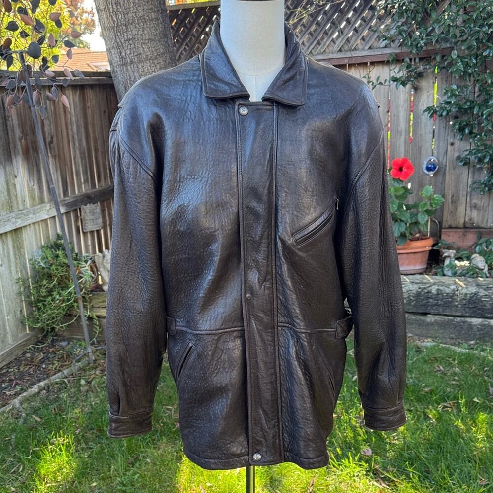 VTG Couture by J Park Leather Jacket Brown Genuine Leather Men's Size Medium